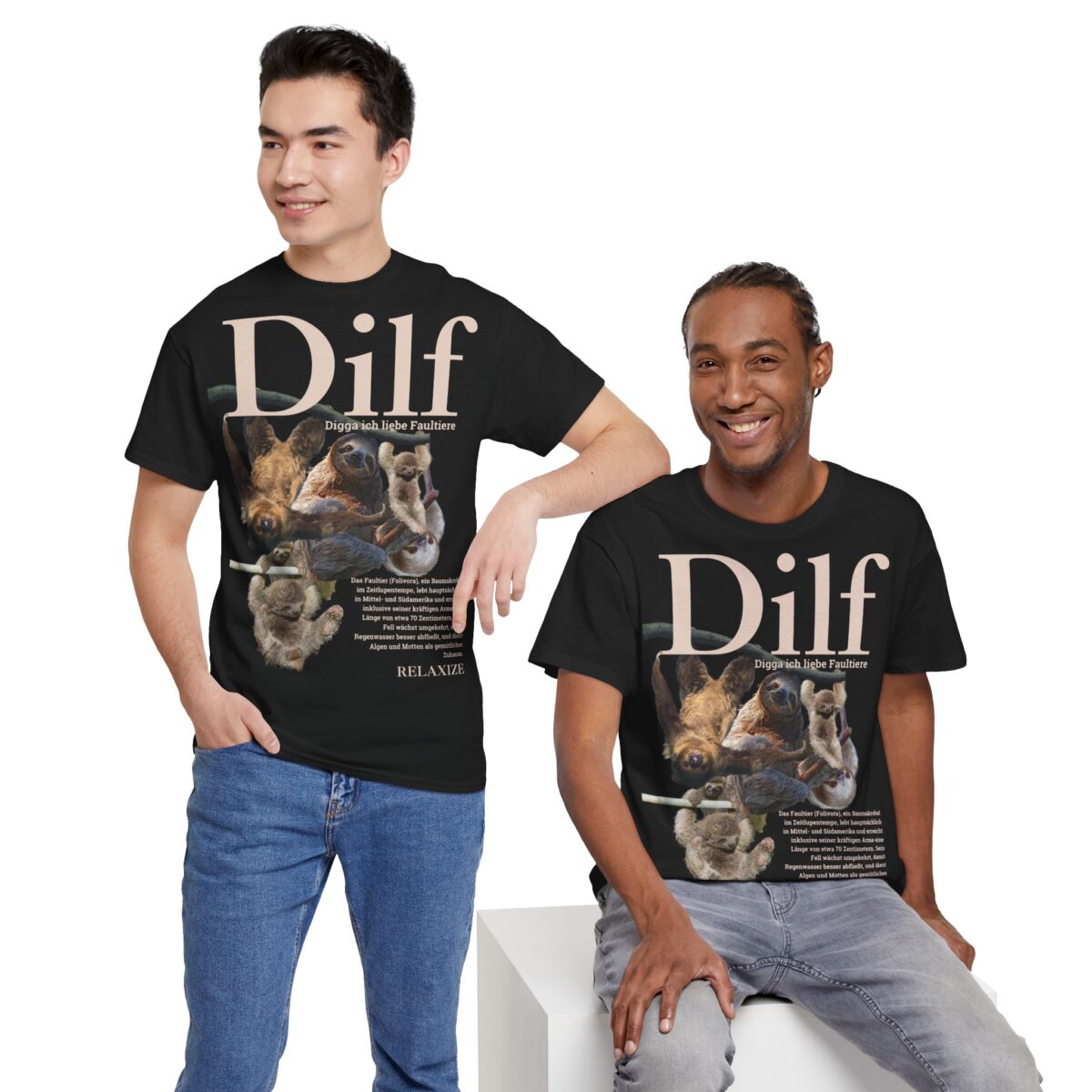 DILF - Digga ich liebe Faultiere | Frontprint | Unisex Tee  | Heavy Cotton – Bild 8